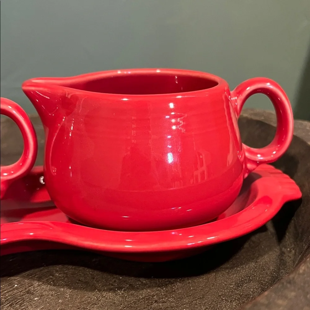 Scarlet Fiestaware Sugar and Creamer Set - Picture 3 of 8